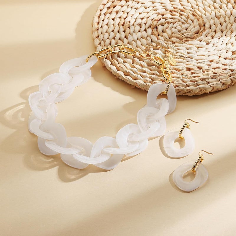 Bocar Statement Chunky Acrylic Cuban Choker Necklace Fashion Bib Collar Chain Necklace for Women(NK-10666) - Image 2